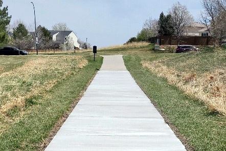 A section of freshly poured open space trail in Highlands Ranch