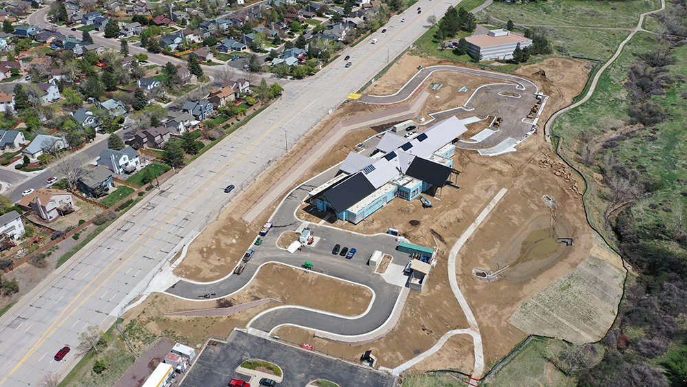 aerial view of senior center building April 2024