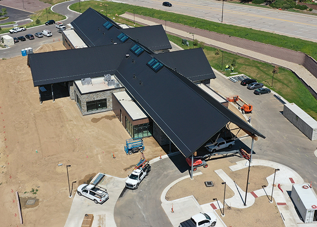 aerial view of senior center building August 2024