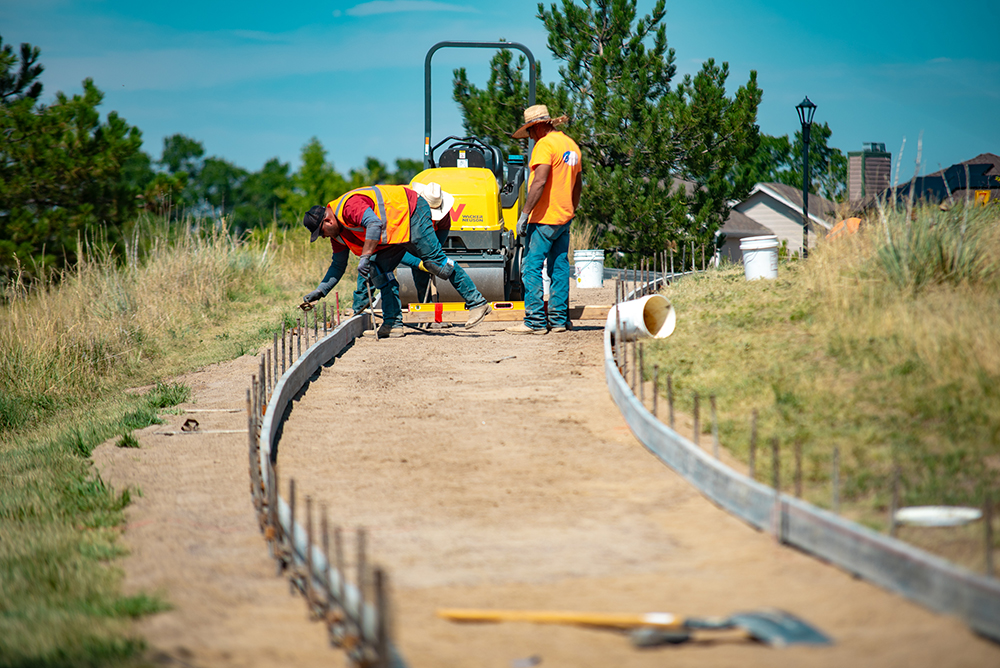 Construction of sidewalks at Highlands Ranch Mansion